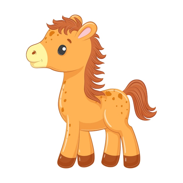 Download Premium Vector | Cute baby horse in cartoon style illustration
