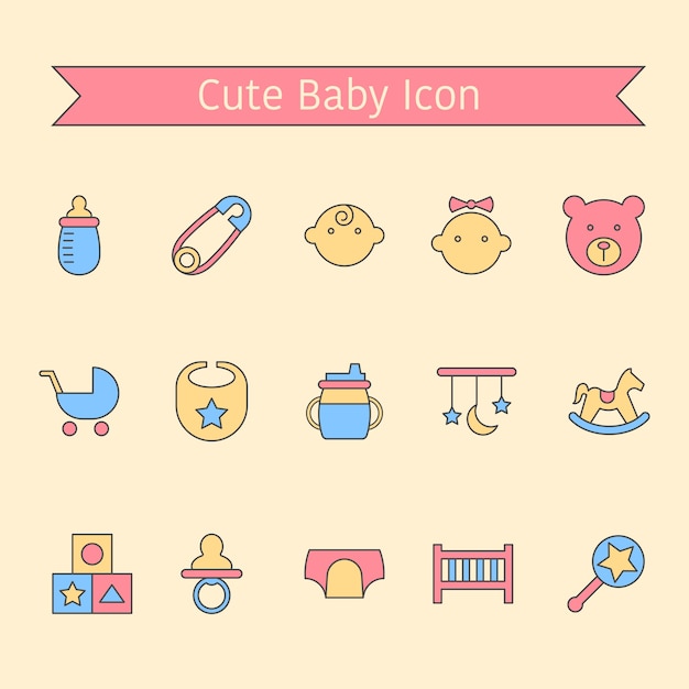 Download Cute baby icon vector | Premium Vector