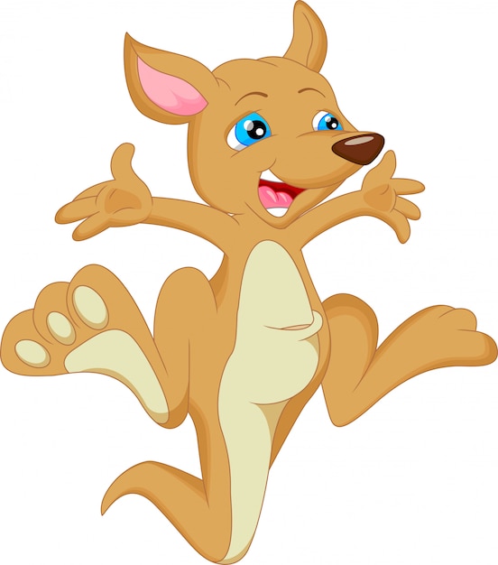 Download Cute baby kangaroo cartoon Vector | Premium Download