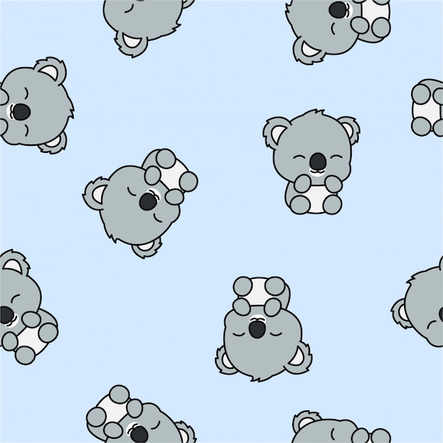 Download Cute baby koala cartoon seamless pattern Vector | Premium ...