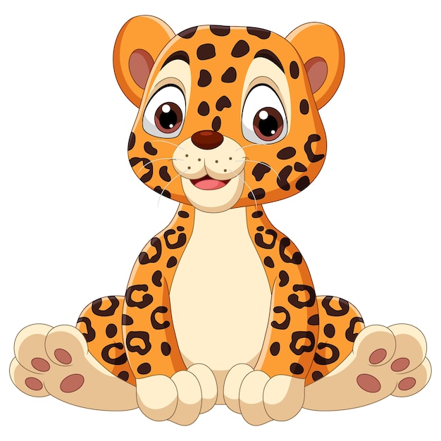 Premium Vector | Cute baby leopard cartoon sitting