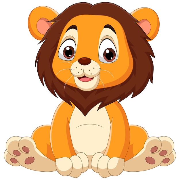 Premium Vector | Cute baby lion cartoon sitting