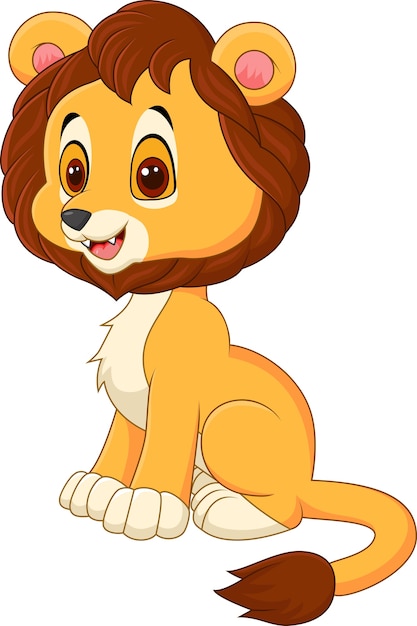 Download Premium Vector | Cute baby lion sitting isolated on white ...