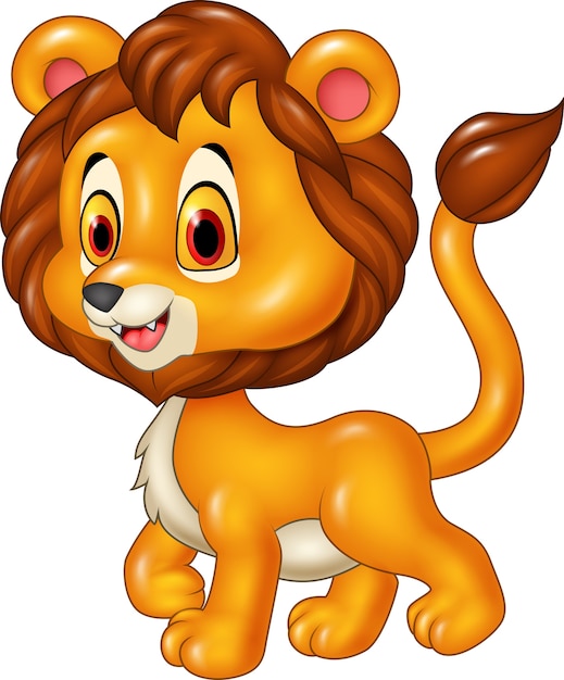Download Premium Vector | Cute baby lion walking isolated on white ...