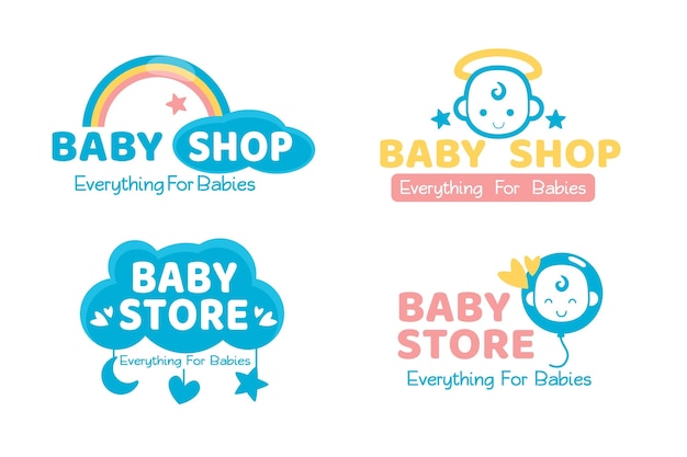 Premium Vector | Cute Baby Logo Set