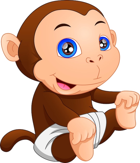 Premium Vector Cute Baby Monkey Cartoon