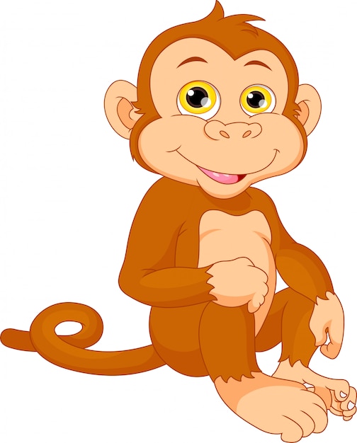 Download Cute baby monkey cartoon Vector | Premium Download