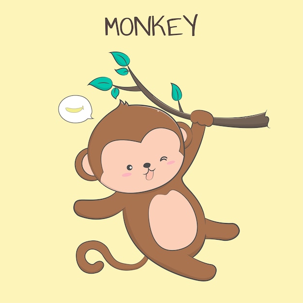 Premium Vector Cute Baby Monkey Pastel Cartoon