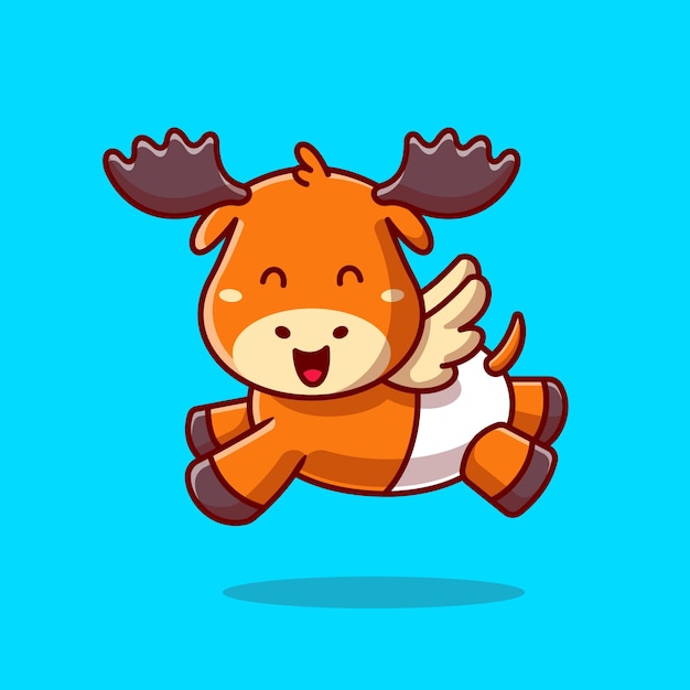 Download Free Vector | Cute baby moose running cartoon icon ...