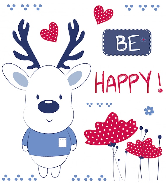 Download Cute baby moose wants happiness | Premium Vector