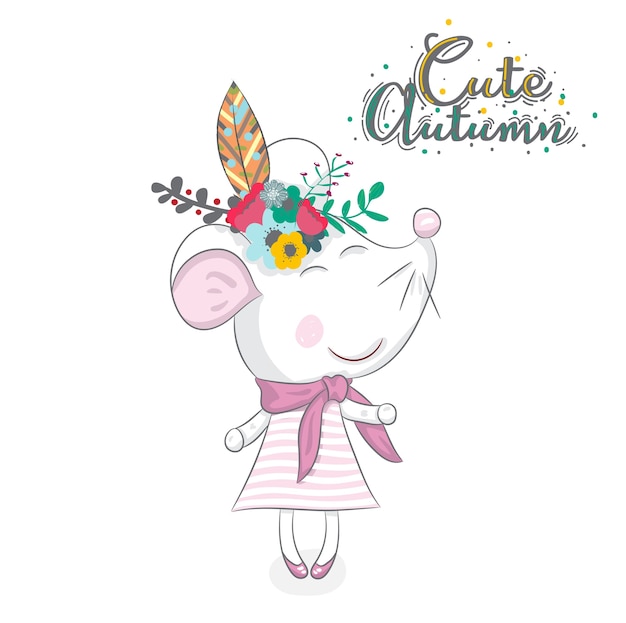 Premium Vector Cute Baby Mouse Cartoon Hand Drawn