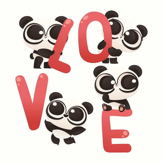 Premium Vector Cute Baby Panda Couple Valentine