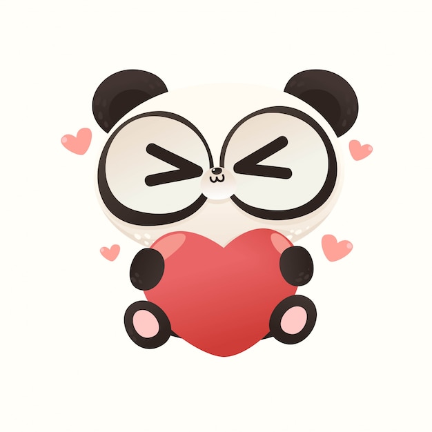 Download Cute baby panda love | Premium Vector