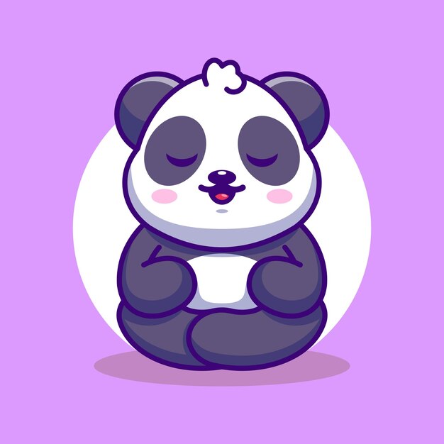 Premium Vector | Cute baby panda meditation cartoon