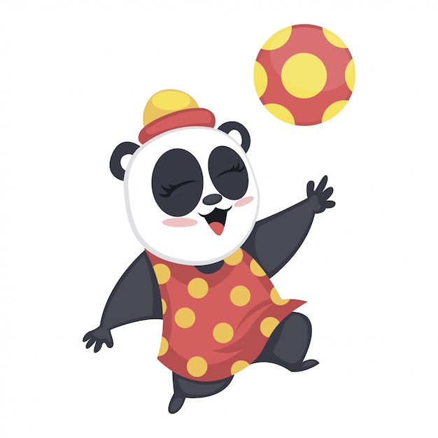 Cute baby panda playing with football Vector | Premium ...