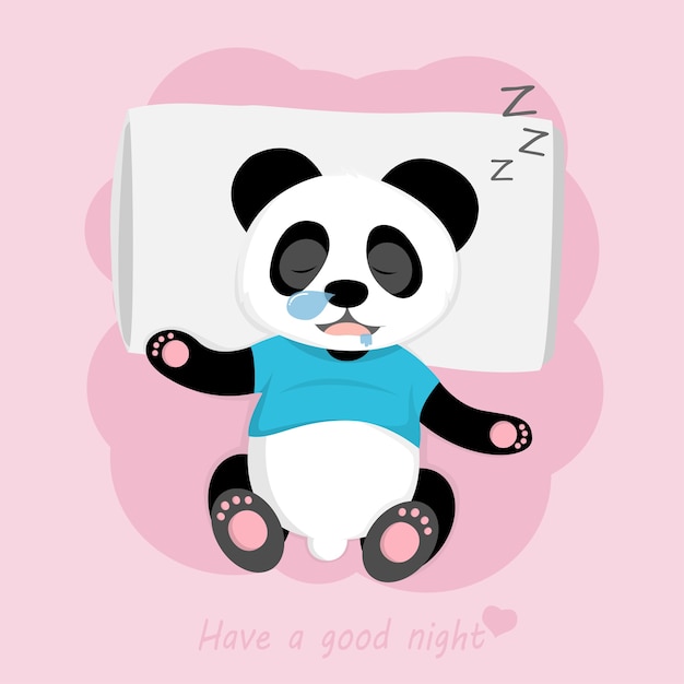 Premium Vector | Cute baby panda sleep on a pillow flat character style