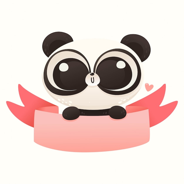 Download Cute baby panda valentine | Premium Vector