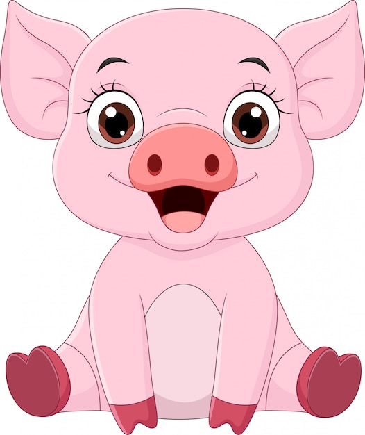 Download Cute baby pig cartoon sitting | Premium Vector