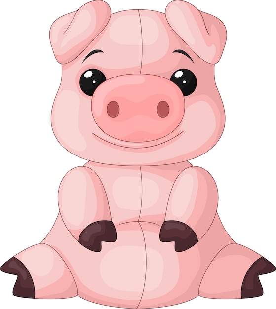 Download Cute baby pig cartoon sitting | Premium Vector