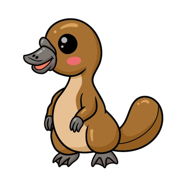 Premium Vector | Cute baby platypus cartoon standing