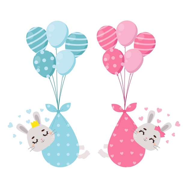 Download Premium Vector | Cute baby rabbit being delivered via ...