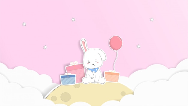 Premium Vector | Cute baby rabbit pastel illustration cartoon and paper ...