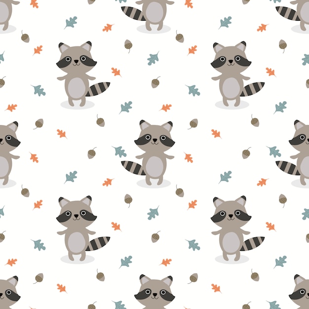 Download Cute baby raccoon seamless pattern vector. Vector ...