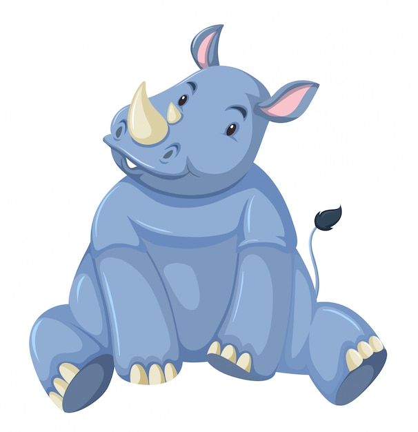 Download Cute baby rhino white background | Free Vector