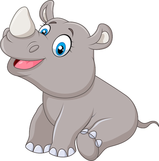 Download Cute baby rhinoceros sitting | Premium Vector