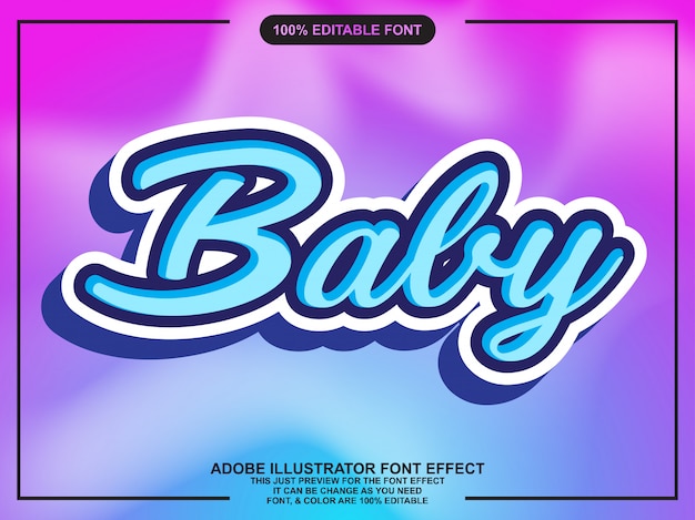 Cute baby script with font effect Vector | Premium Download