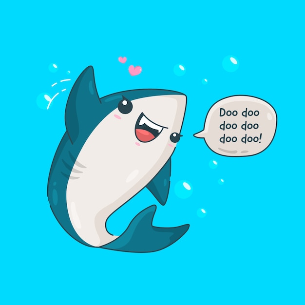 Download Cute baby shark illustration | Free Vector