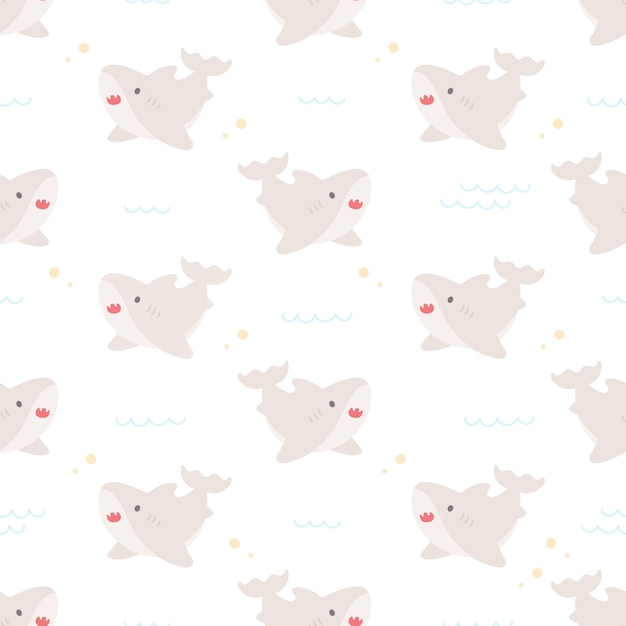 Premium Vector Cute Baby Shark Seamless Repeating Pattern Wallpaper Background Cute Seamless Pattern Background