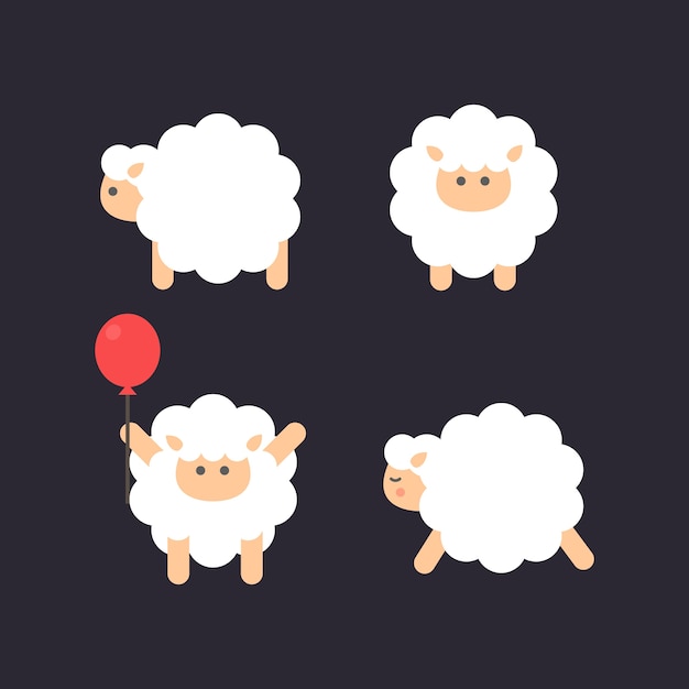 Download Cute baby sheep with red balloon Vector | Premium Download