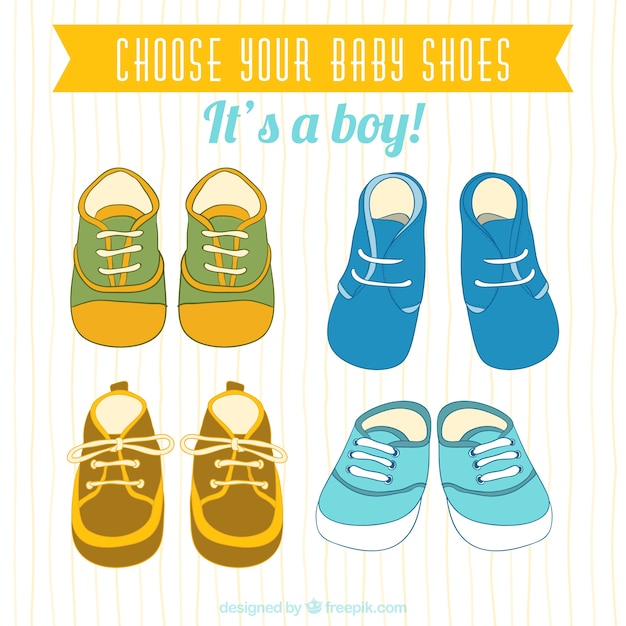 Free Vector | Cute baby shoes collection
