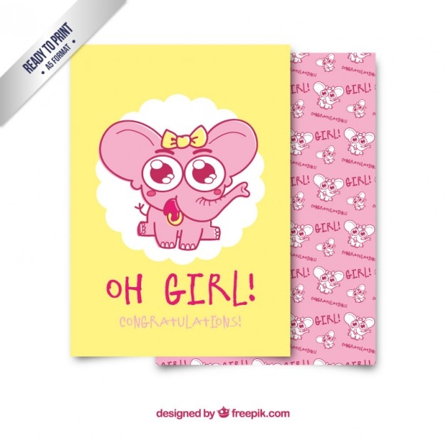 Cute baby shower card for girl