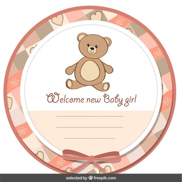 Cute baby shower label with teddy bear