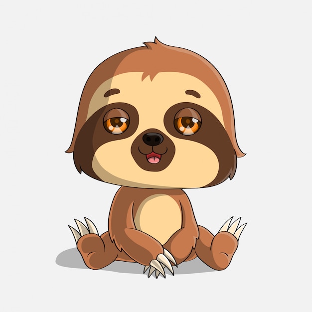 Premium Vector Cute baby sloth sitting, hand drawn