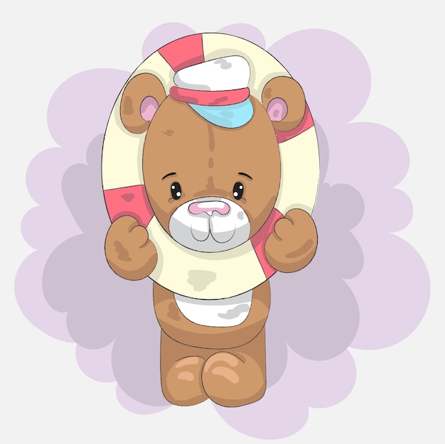 Download Cute baby teddy bear sailor cartoon hand drawn | Premium Vector