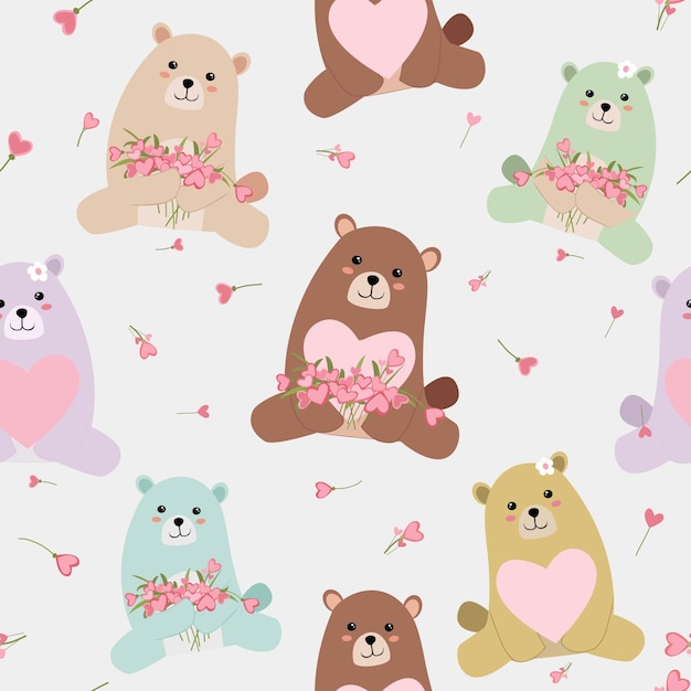 Download Cute baby teddy bear seamless pattern. | Premium Vector