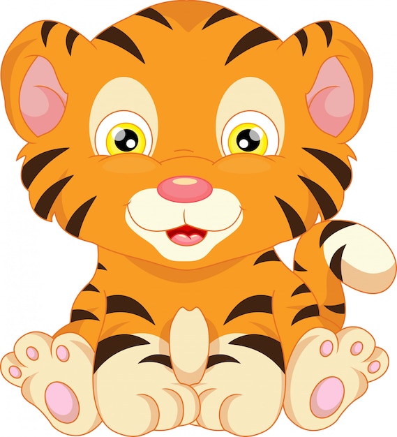 Download Cute baby tiger cartoon Vector | Premium Download