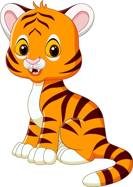 Premium Vector | Cute baby tiger sitting isolated on white ...