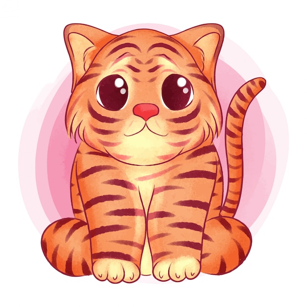 Download Cute baby tiger watercolor illustration | Premium Vector