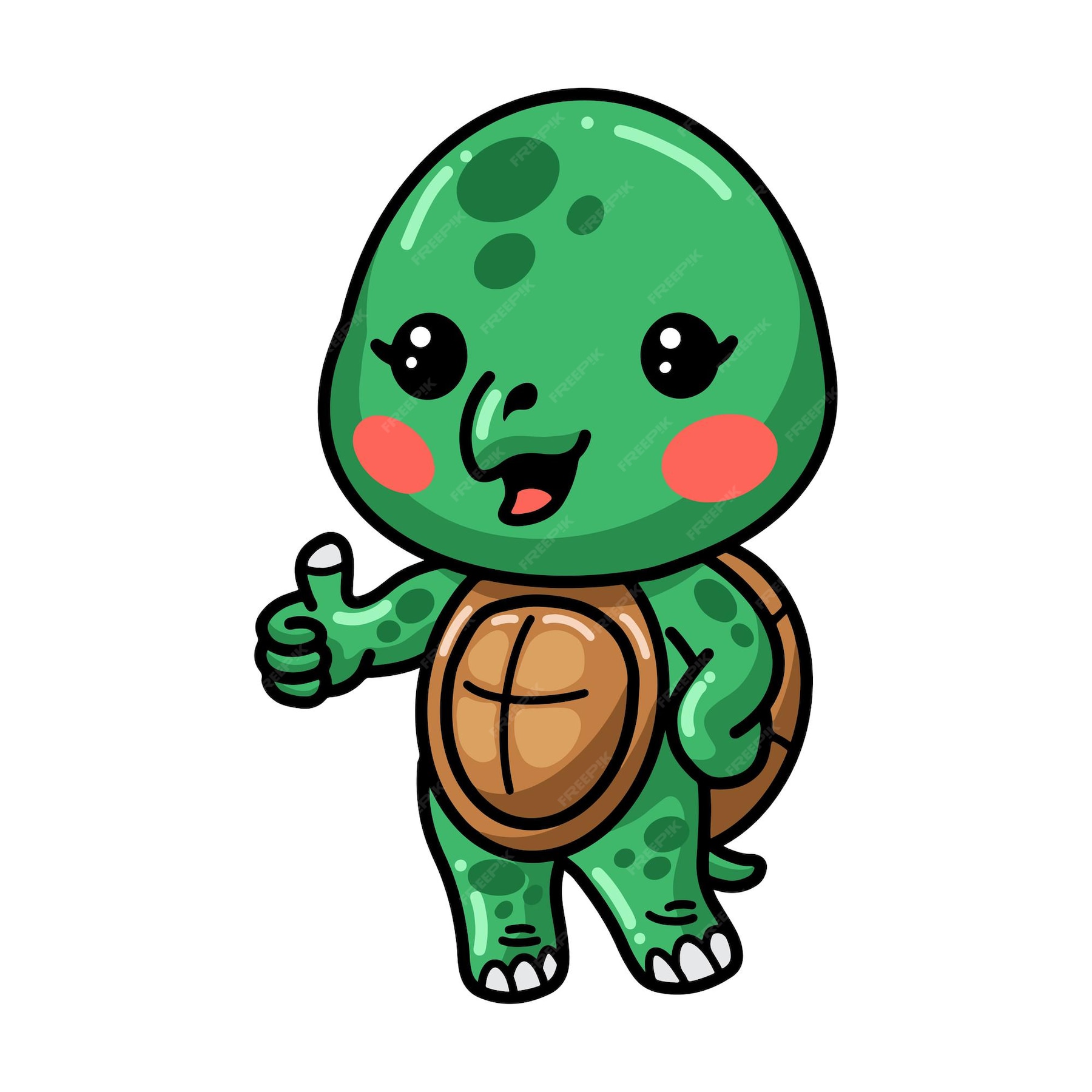 Premium Vector | Cute baby turtle cartoon giving thumbs up