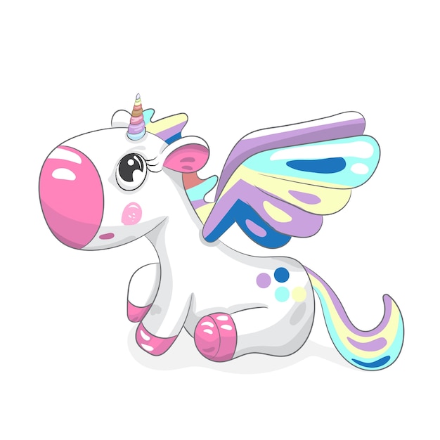 Download Cute baby unicorn cartoon hand drawn Vector | Premium Download