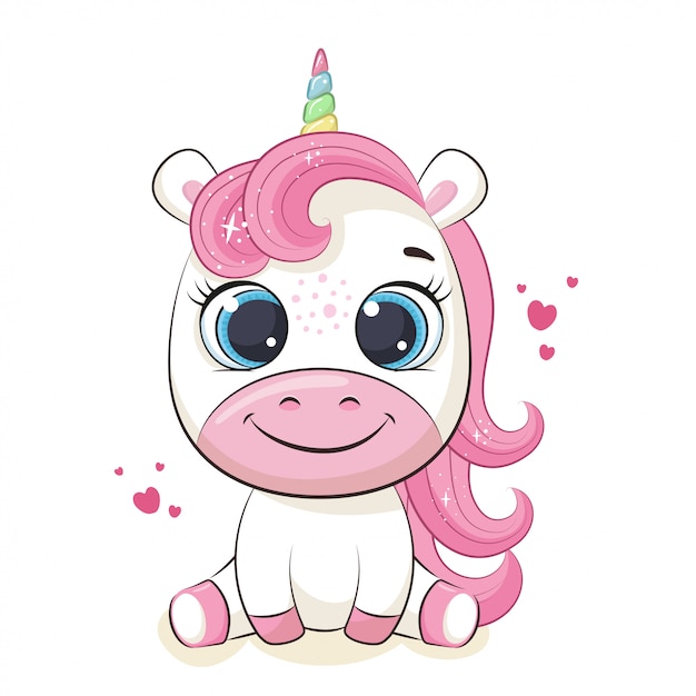 Cute baby unicorn illustration. | Premium Vector