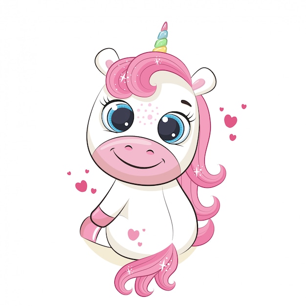 Cute baby unicorn illustration. | Premium Vector