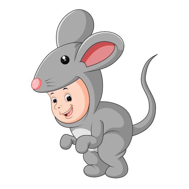 Download Cute baby wearing a mouse suit | Premium Vector