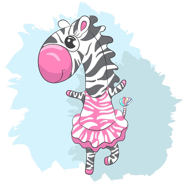 Download Cute baby zebra ballerina cartoon hand drawn | Premium Vector