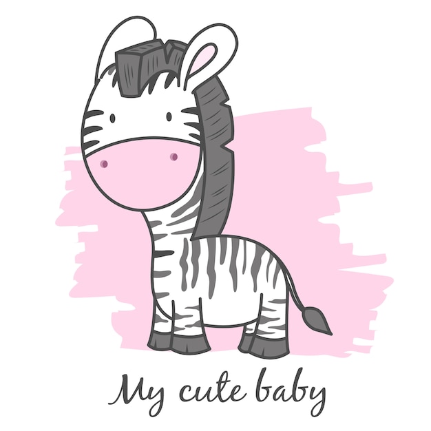 Download Cute baby zebra cartoon character | Premium Vector
