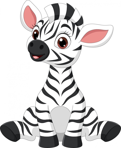 Premium Vector | Cute baby zebra cartoon sitting